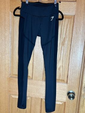 GYMSHARK Mesh Mix Active Gym Training Leggings Black Pockets Size S
